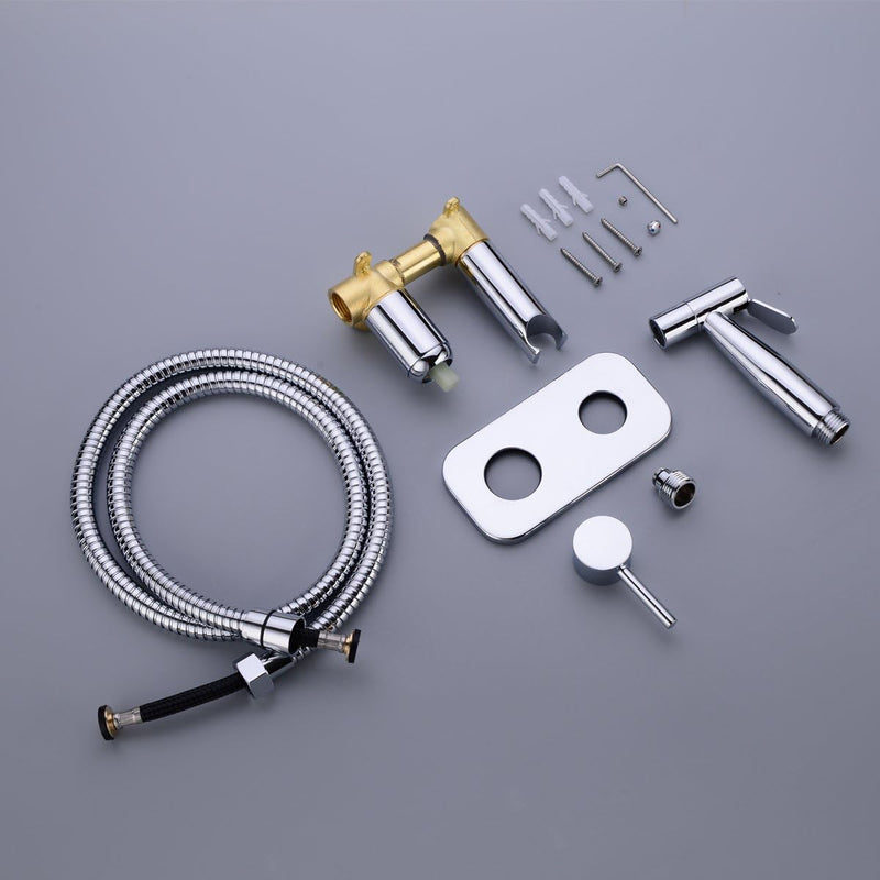 TRUSTMI Toilet Concealed Hot and Cold Bidet Spray Set, Brass Hand Held Warm Water Sprayer Shattaf,Chrome