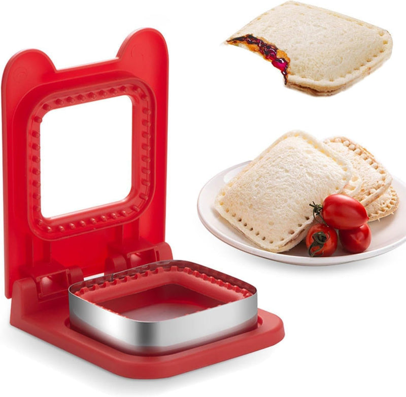 Shinzy Sandwich Cutter and Sealer, Square, Multicolor, Fun and Playful, Plastic and Stainless Steel, Edge Sealing and Uncrustable Functionality, Kitchen Appliance - Square
