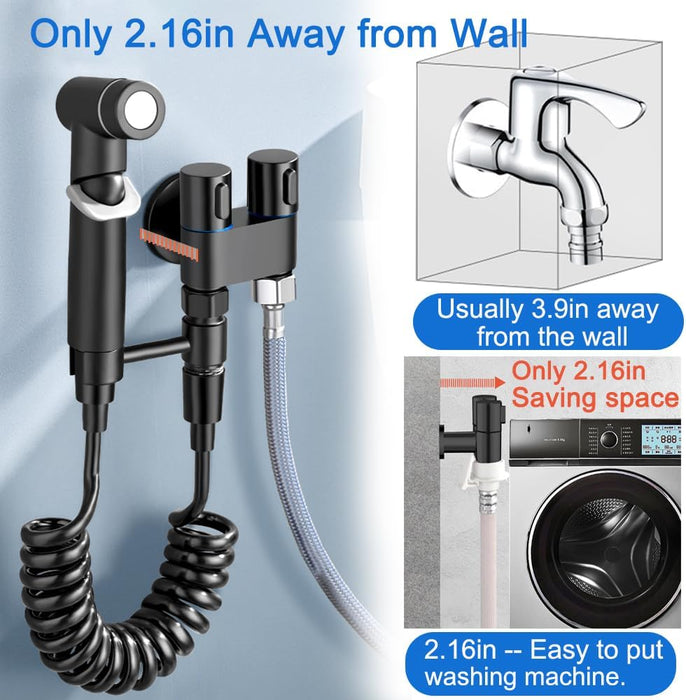 NALACAL 1-in-2-out Dual Control Valve, Mini Toilet Faucet Sprayer Kit Handheld Bidet Spray Butt Washer Sprayer Butt Washer Sprayer Mini Bidet Faucet Sprayer for Pet Bath/Personal Hygiene/Bathroom