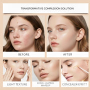 ZAVELYN Korean Color Changing Foundation Stick with Built-in Brush, V White Medium to Full Coverage Makeup, Dewy Finish, Paraben-Free BB CC Cream Hybrid, Natural 202