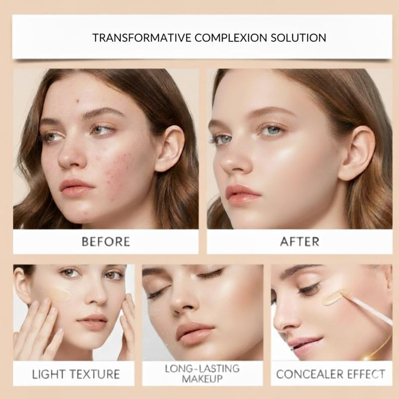 ZAVELYN Korean Color Changing Foundation Stick with Built-in Brush, V White Medium to Full Coverage Makeup, Dewy Finish, Paraben-Free BB CC Cream Hybrid, Natural 202