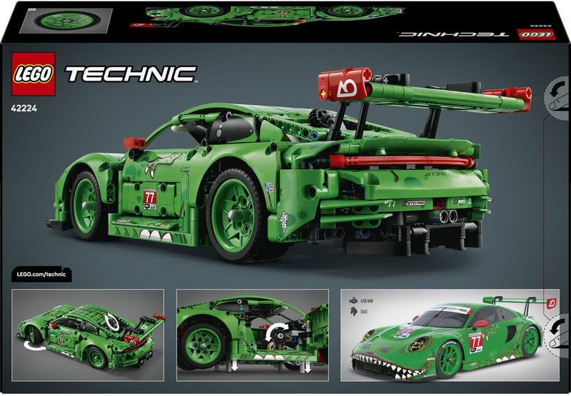 Technic Porsche 911 GT3 R REXY AO Racing Car Toy - Model Kit w/ 6-Cylinder Engine, Rear-Wheel Drive and Dinosaur Design - Gift for 11+ Year Old Boys & Motorsport Fans - 42224