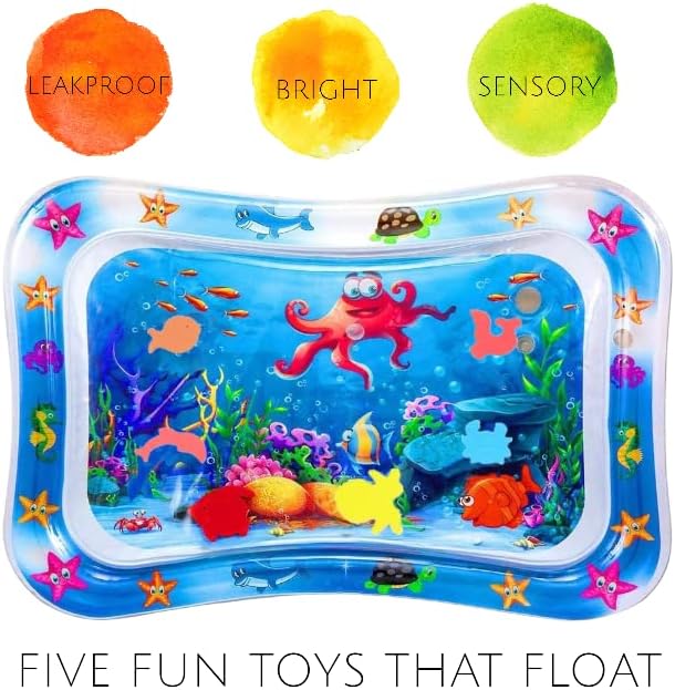 BabaBub Tummy Time Mat Inflatable Water Mat Baby Playmat Sensory Toy Early Development Stimulation Growth Activity Play Centre for Infants & Toddlers 3 6 9 Months Newborn Girls Boys