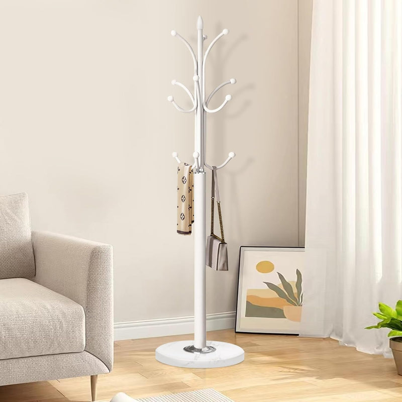 ORCHID M® Coat Racks, Coat Stand Metal Hat Heavy Bedroom Hallway Free Standing Clothes Hat Rack Hangers Hat Hanger Holde (White)