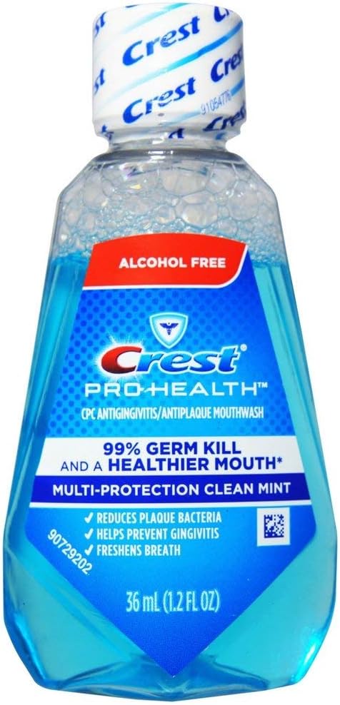 Crest Pro-Health Clean Mint Multi-Protection Mouthwash (Mouthrinse), Travel Size 1.2 oz (32ml) - Pack of 1213