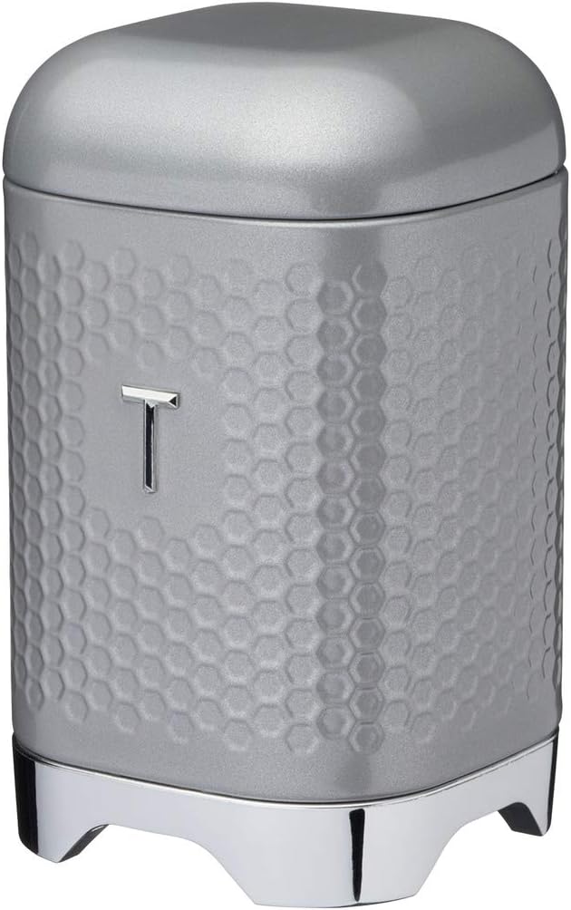 KITCHENCRAFT Lovello Midnight Navy Coffee Canister, 11x11x19cm, Gift Tagged - Shadow Grey Tea