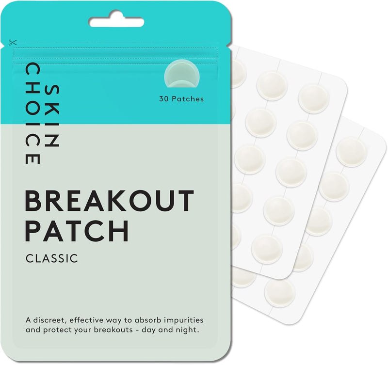 SkinChoice Breakout Patch Classic - Pack of 30 - Hydrocolloid Pimple Patches - Vegan, Fragrance-free, Gluten-free, Latex-free, Parabens-free, Sulfates-free, Cruelty-free for Face and Body