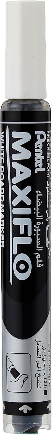 Pentel Maxiflo Slim Chisel Tip White Board Marker 4-Pieces, Assorted