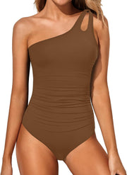Holipick womens Classic One Piece Swimsuit - Brown