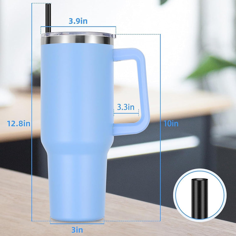 AUTOYSUR Tumbler 40 oz Tumbler with Handle and Straw, Insulated Travel Mug Iced Coffee Cup, Reusable Stainless Steel Insulated Water Bottle,Dishwasher Safe, BPA Free (Blue)