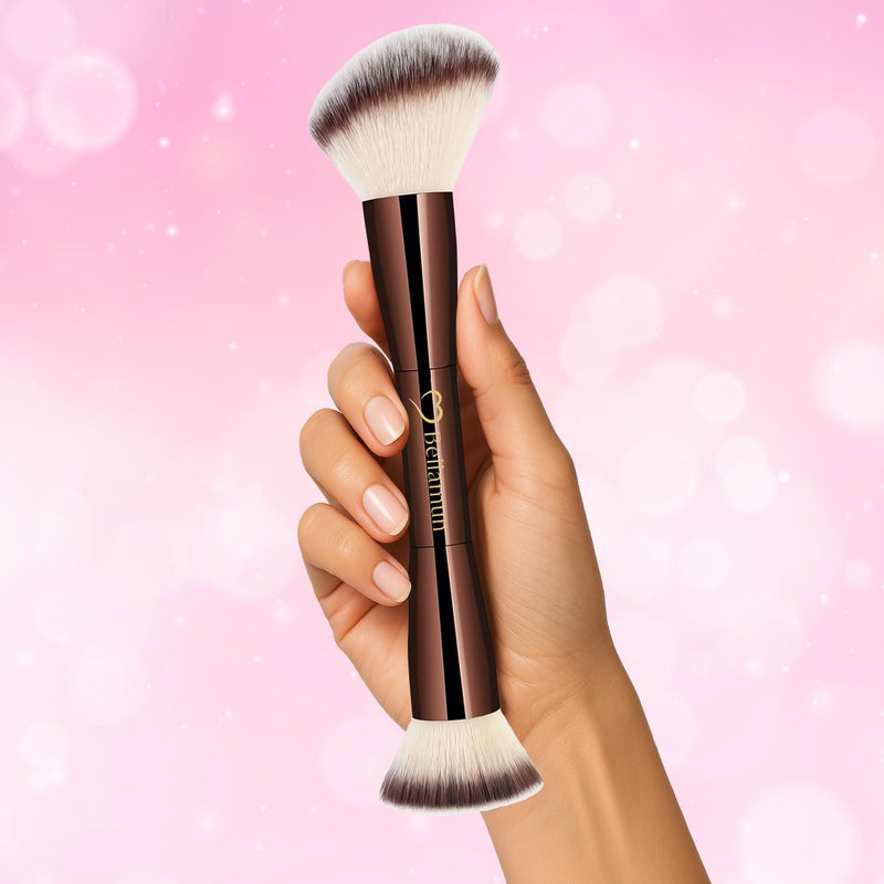 Bellamun Professional Makeup Brushes | Vegan & Cruelty-Free | High-Performance Tools for Foundation, Blush, Bronzer, Contour, Concealer & Powder Application (Dual Tip Pro Makeup Brush)