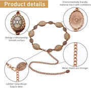 Golden Metal Waist Chain for Women, Concho Hip Saree Waist Belt, Adjustable Boho Western Fashion Belt Women Chain Belts for Dresses, Jeans, Skirts