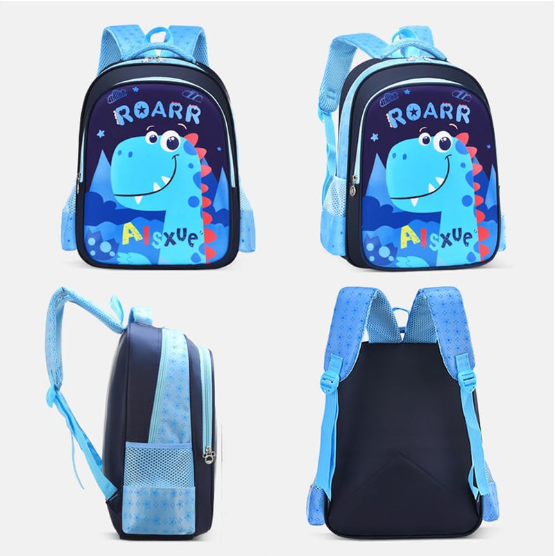 Cute Cartoon School Bag For Boys and Girls, Zippered School Bag for Elementary School Students/Padded and Adjustable Shoulder Strap, Lightweight Children's Travel Bag - Blue