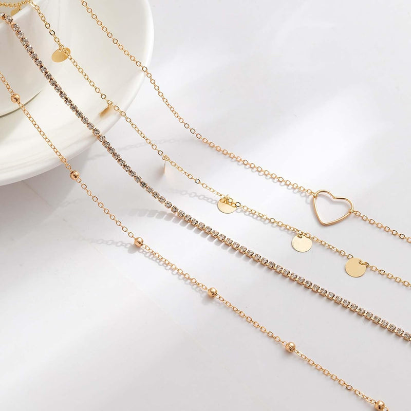 Waist Chain for Women, Metal Waist Chain Belts Set of 4, Gold Body Jewelry for Beach Parties and Evening Events, Alloy Material Layered Design for Daily Wear and Special Occasions
