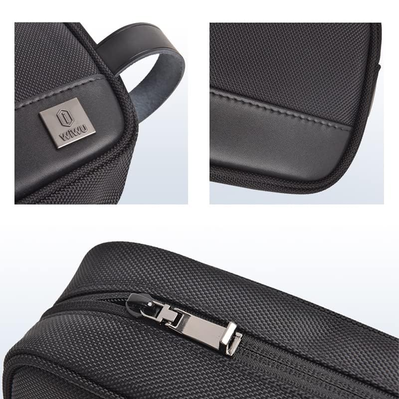 WiWU Black HaliAnti-Theft Travel Organizer Pouch - Waterproof Electronics Storage Bag for Mobile Phones, Cables, Gadgets and Others with Anti-Theft Lock, Portable and Lightweight, 240x140x70mm