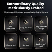 Lunch Box Bento Lunch Box 316 Stainless Steel Lunch Box 1200ML1 1700ML1 For Adults Micro-Pressure Freshness-Locking Technology with Cutlery And Thermal Bag