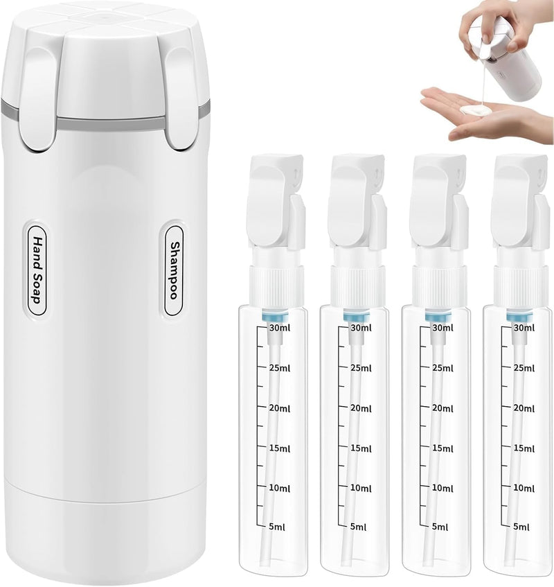 4 in 1 Travel Dispenser Bottles Refillable, 4Pack 30ML Travel Bottles for Toiletries, Portable Travel Toiletries Bottle Set, Portable Containers for Shampoo Lotion Conditioner Cream