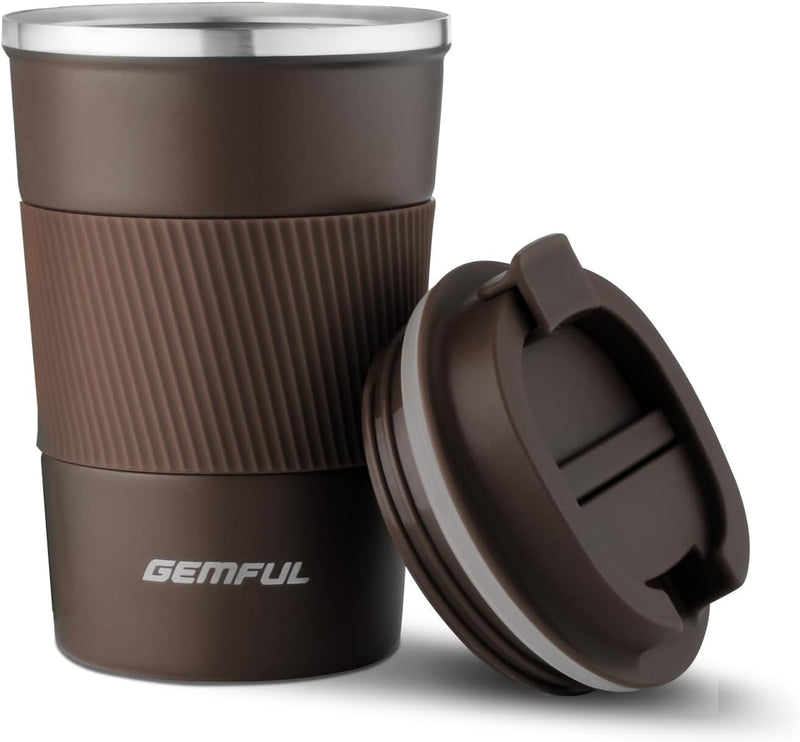GEMFUL Travel Coffee Mug Stainless Steel Vacuum Ice and Hot Drinks Insulated Tumbler for Home Office Outdoor Works, 380ml, Pink