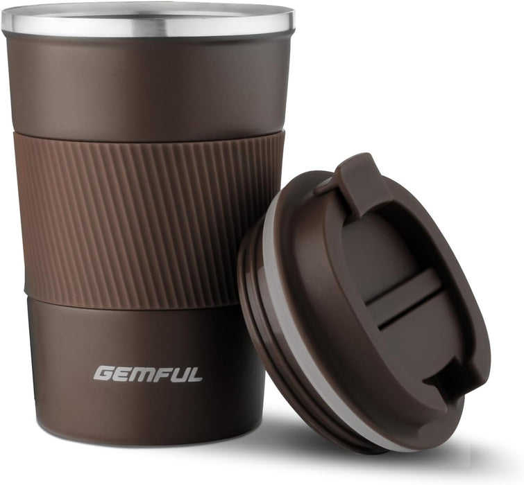 GEMFUL Travel Coffee Mug Stainless Steel Vacuum Ice and Hot Drinks Insulated Tumbler for Home Office Outdoor Works, 380ml, Pink