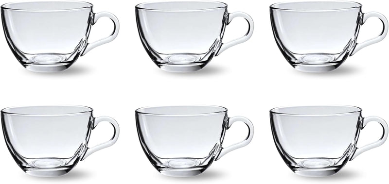 FEELINGS Glass Tea Mug 6PCS Set Coffee & Tea Cups,Crystal Clear, Durable, Heat-Resistant (190ML) - 190ML