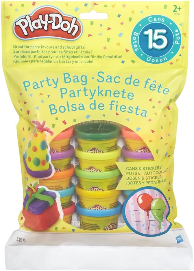 Play-Doh Party Bag, 15 Mini Cans for Kids Party Favors, Classroom Prizes, Toys for 2 Year Olds and Up, Play Doh 1 Ounce Each; Art & Craft Toys For Kids, Great Gift For Boys & Girls - Single