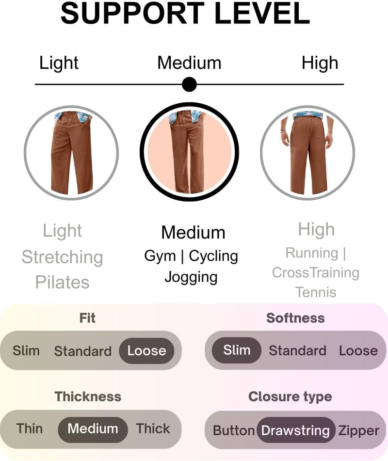 Linen Pants for Men Loose FIT Baggy Cargo(GL-TP-1190-M-BROWN)