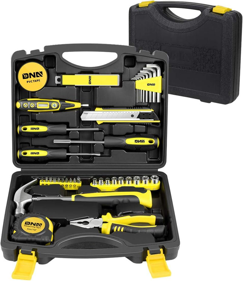 DNA MOTORING 39-Piece Household Tool Set General Repair Small Hand Tool Kit Storage Case for Home Garage Office College Dormitory Use, Green, TOOLS-00010 - Yellow Electronic Repair Kit