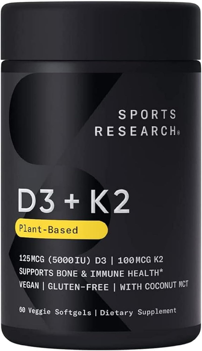 Vitamin K2 + D3, 100 mcg/5000 IU, 60 Veggie Softgels
