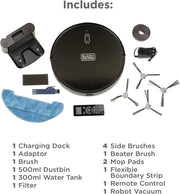 BLACK+DECKER Robotic Vacuum Cleaner and Mop, Alexa Enabled, 2150 Pa Suction, 120 Min Runtime, Self-Charging, Smart App Control, Visual Mapping, Black - BRVA425B00-B5