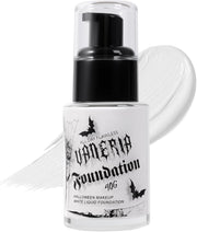 VANERIA White Foundation, Goth Foundation Liquide Makeup, Clown Makeup, Blanco Face Paint, Full-Coverage Waterproof, Mixer Use or White Base for Halloween, Cosplay, Stage, Mime & Film.30ML