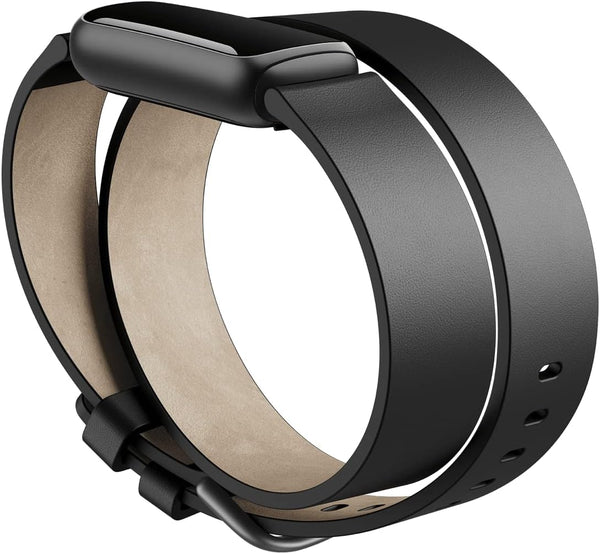 Luxe,Leather Double Wrap,Black,One Size