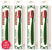 Euthymol Classic Toothbrush, Large - (4 Pack) Full Head, Soft Bristle Triple Curve Manual Toothbrush for Maximum, Efficient Cleaning and Sensitive Gums and Teeth