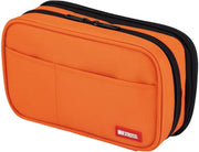 Lihit Lab. Double Zipper Pen Case, 7.9 X 2.8 X 4.7 Inches, Black (A7555-24) - Double: 7.9 x 2.8 x 4.7" Orange