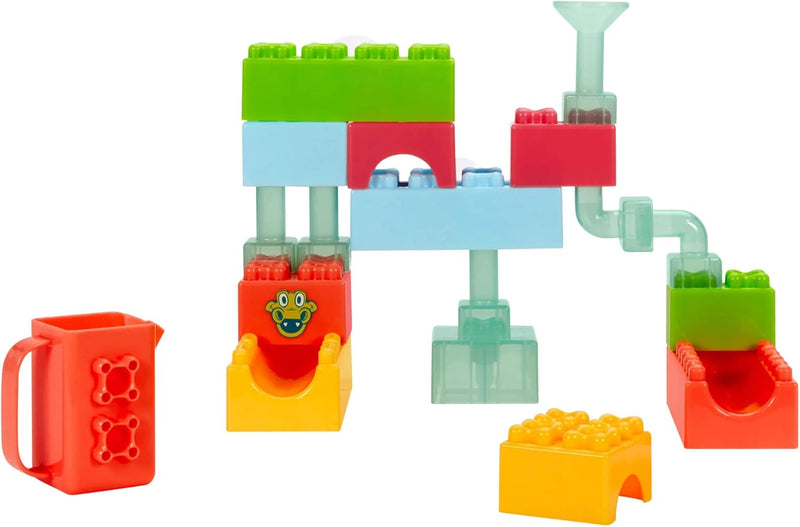 Little Tikes Baby Builders Splash Blocks Set, 18 Pieces, First Blocks for Babies, Float & Stack, Waterfall Maze, Easy Clean-Up with Mesh Bag, Compatible with Leading Brands