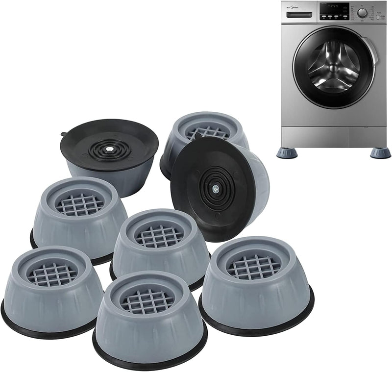 Shock and Noise Cancelling Washing Machine Support, Rubber Washer Dryer Anti Vibration Pad, Anti-Walking Washing Machine Stabilizer refrigerator support pad, for Fridge and Washing Machine Set of 8