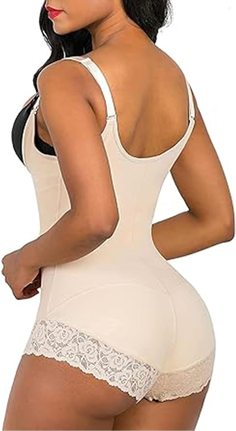 Shapewear for Women, Women Bodysuit Tops, Tummy Control Fajas Colombianas Body Shaper Zipper Open Bust Bodysuit, Seamless Tummy Control Slimming Waist V Neck Sculpting Jumpsuits Body Shaper (XL)