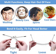 XINGZHE Metal Hair Bands for Men Women's Headbands, Unisex Black Wavy Spring Sports Headband for Men's Hair Band Hoop Clips Women Accessories Simple Elastic Non Slip Wide Headwear Bandeau Outdoors