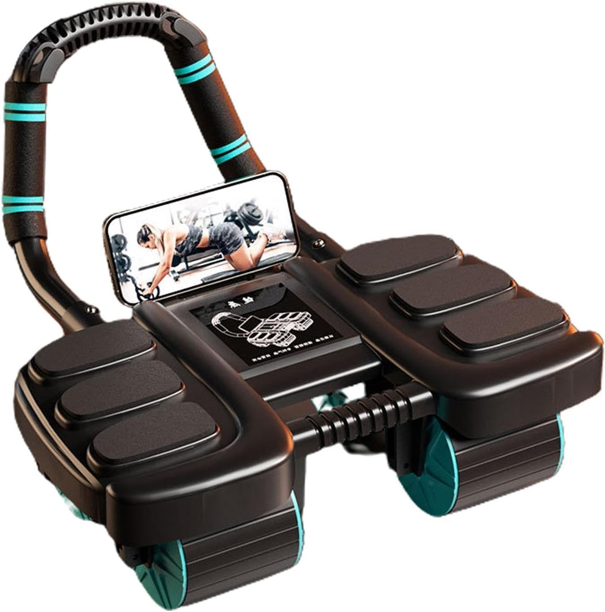 SKY-TOUCH 4-Wheel Automatic Rebound Ab Roller - Ultimate Core Strength Trainer with Elbow Supports, Knee Mat, and Timer for Effective Abs Workouts,36 23 25cm,Black – image 1