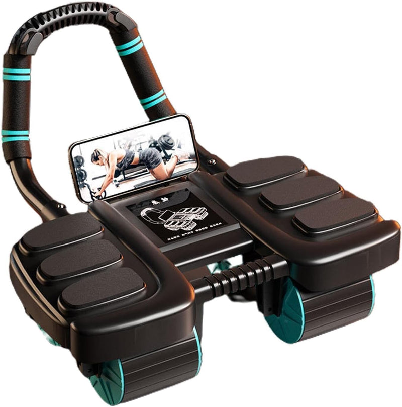 SKY-TOUCH 4-Wheel Automatic Rebound Ab Roller - Ultimate Core Strength Trainer with Elbow Supports, Knee Mat, and Timer for Effective Abs Workouts,36 23 25cm,Black