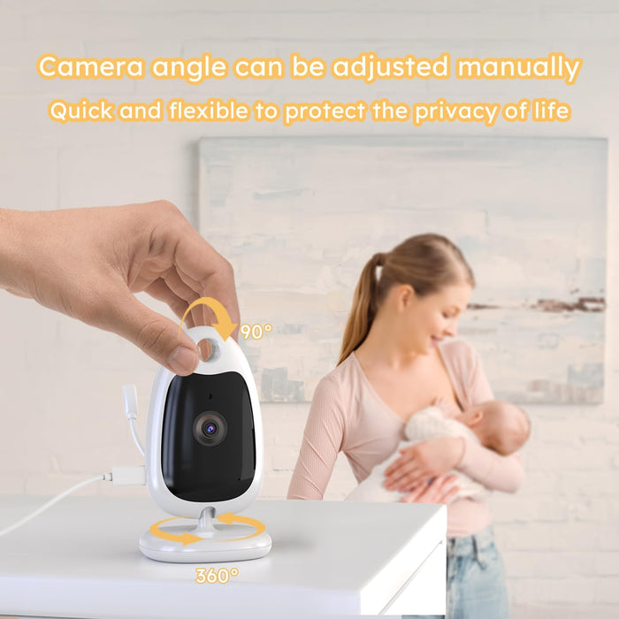 BOIFUN Video Baby Monitor with Camera, Two-way Audio, No WiFi, VOX Mode, Night Vision, 2-inch Screen Battery Powered, 8 Lullabies, Feeding Reminder, Smart Temperature, Elder/Pet, Wireless, Portable