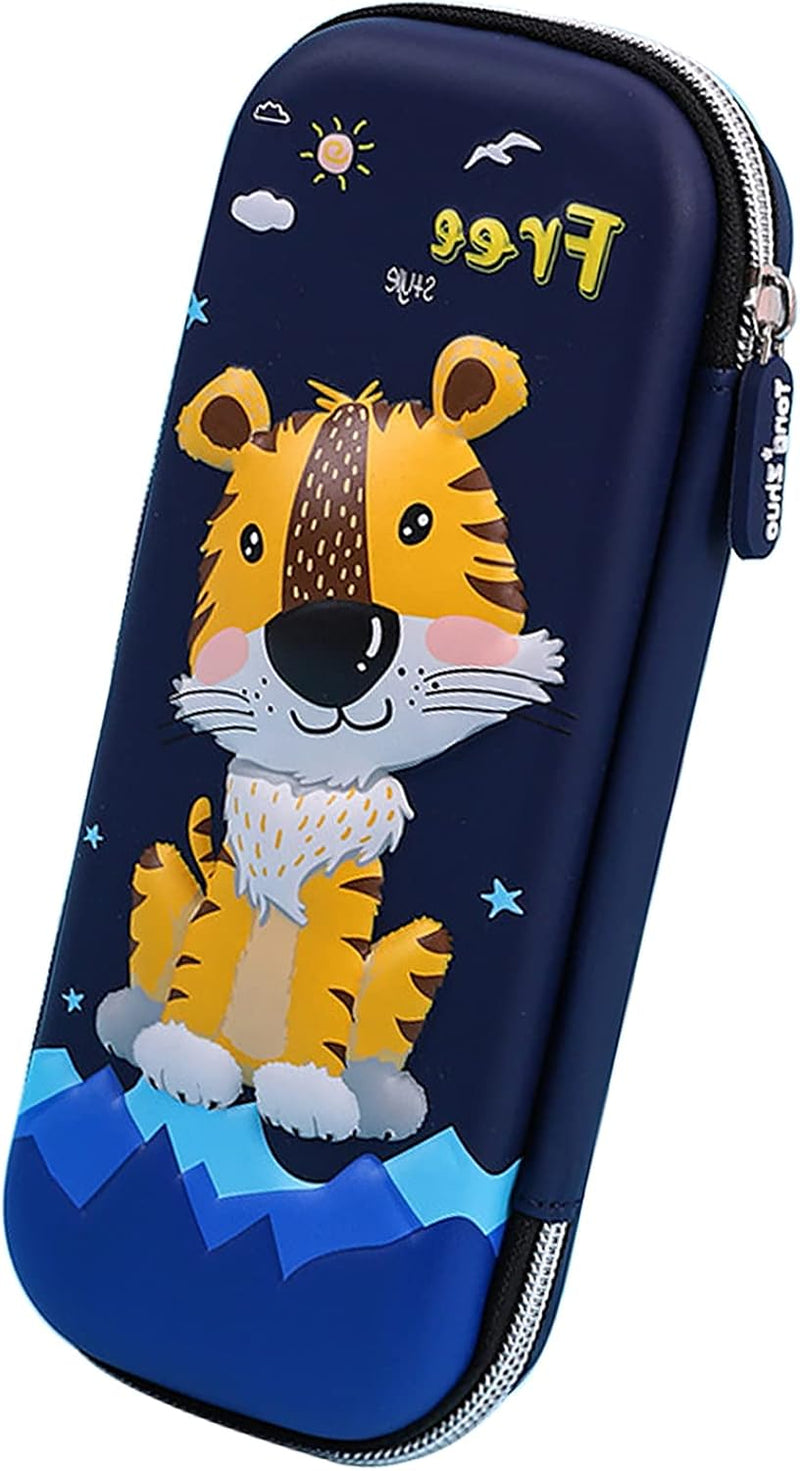 MCWTH Pencil Case for Kids Boys 3D Astronaut Large Capacity Waterproof Pencil Box with Compartments Cute Pen Pouch for Kindergarten and School (Black) - Blue