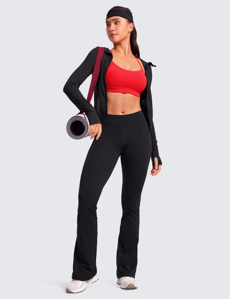 CRZ YOGA Y Back Sports Bra for Women - Padded Racerback Spaghetti Straps Thin Strap Low Impact Workout Yoga Bra