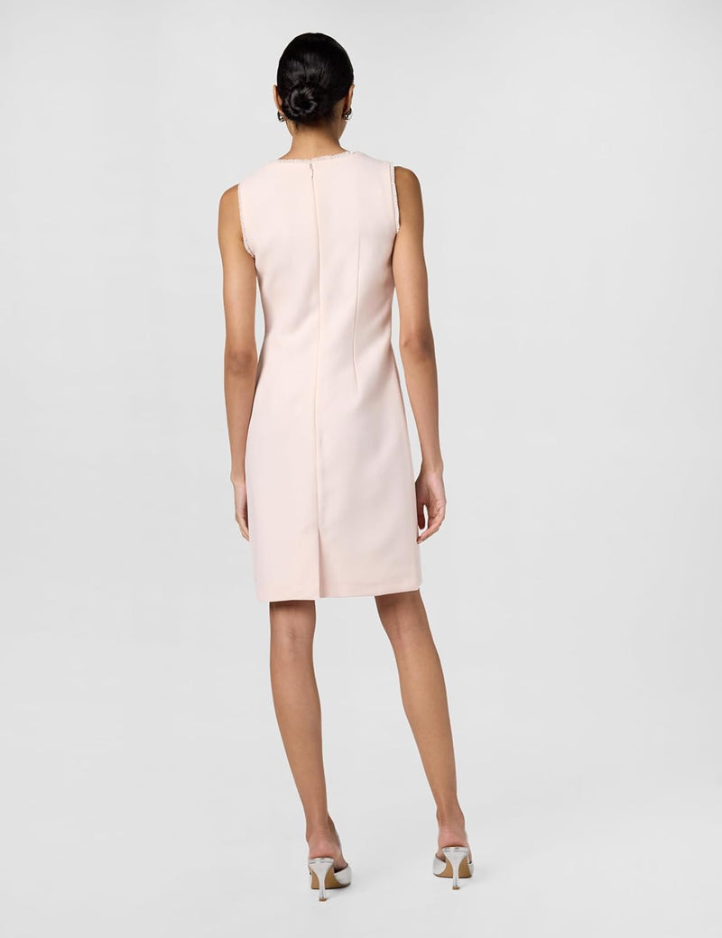 Paris Women's Tweed Shift Dress with Pockets Casual, Rose, 40