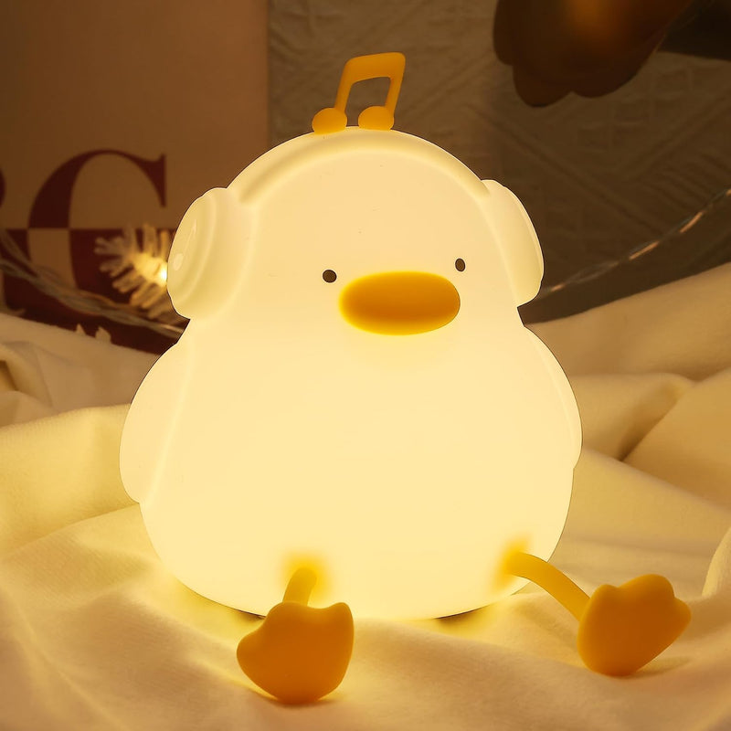 YuanDian Capybara Night Light, Cute Nursery Lamp for Kids, Girls, Women, Teen, and Babies. Decorate Kids' Bedroom with Adorable Silicone Capybara Nightlights - Style Music Duck