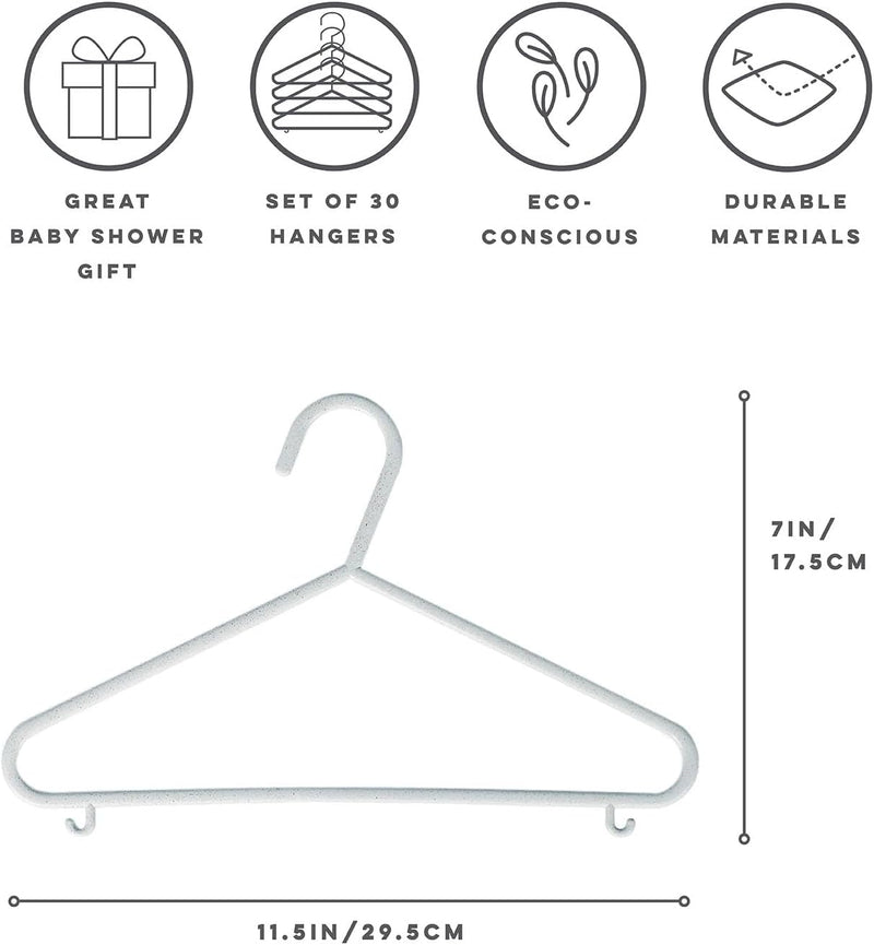 3 Sprouts Baby Wheat Straw Plastic Clothes Hangers - Pack of 30 - Speckled Gray