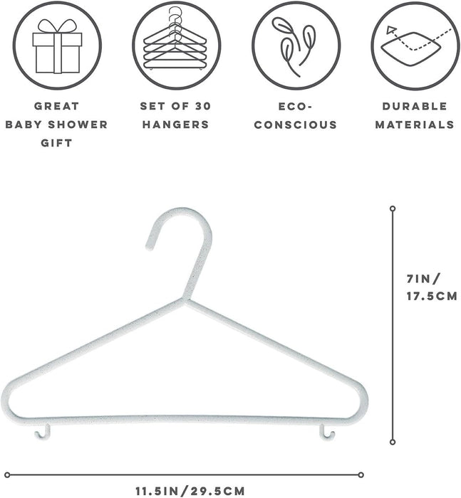 3 Sprouts Baby Wheat Straw Plastic Clothes Hangers - Pack of 30 - Speckled Gray