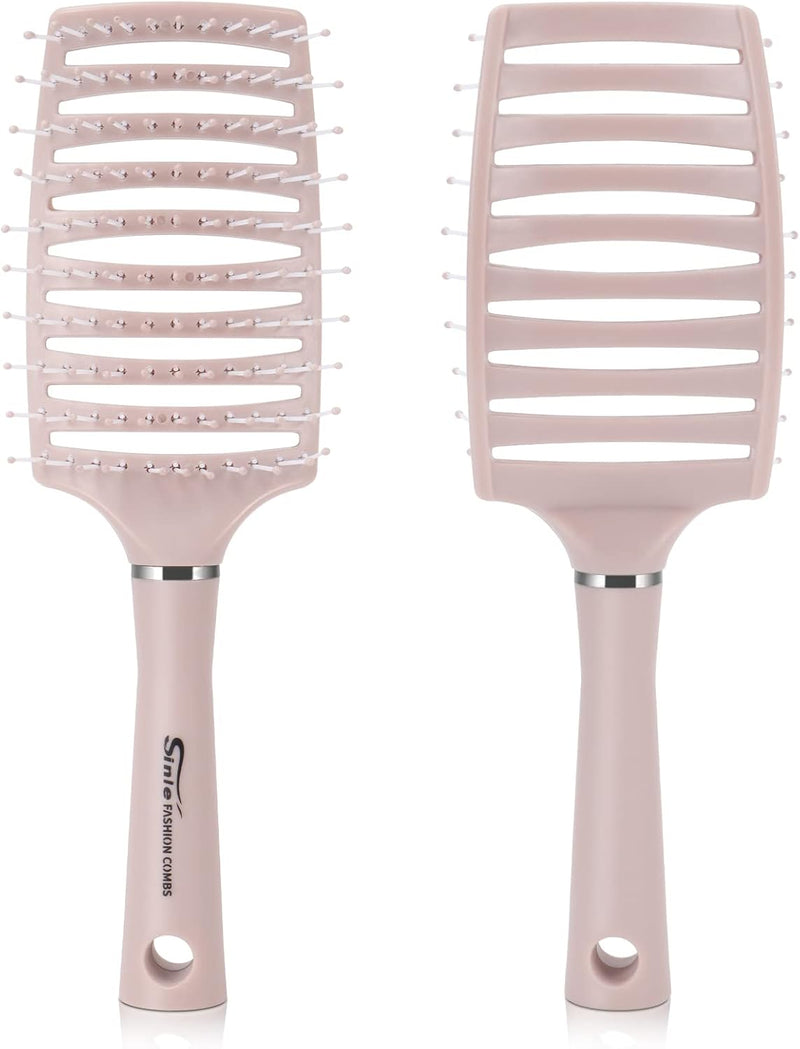 BEWAVE Hair Brush, Curved Vented Brush for Blow Drying, Detangling Brush for Women, Men Wet Dry Curly Thick Straight Hair, Pink