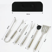 Cotton Home Premium Stainless Steel 5 pieces BBQ Grill Tool Set includes Knife Brush Fork Spatula Tong with Oxford Bag Ultimate Grilling Companion for BBQs camping picnics Unique Kitchen Gadgets Gift