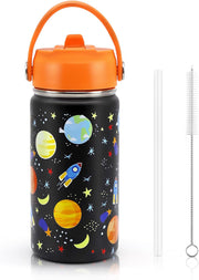 Kids Water Bottle 350ml Stainless Steel Hydro Flask Wall Insulated Thermos Bottle with Straw Lid BPA Free Cup Hot Cold Sports Toddler School Boys Girls 12oz (SPORTS, 350ML)