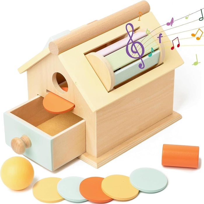 AM ANNA Montessori Toys for Babies 6-12 Months, Wooden Baby Toys, 5 in 1 Wooden Ball Drop Toy & Coin Box Montessori Toys for Babies, Wooden Toys for 1 + Year (5 IN 1)